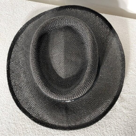 Vintage Billie Ross Sandalwood Black Woven Wide Brim Sun Hat - Picture 9 of 11
